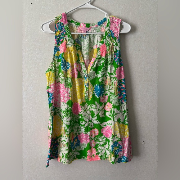 Lilly Pulitzer Tops - Lilly Pulitzer | Vibrant Floral Tank Top - Green, Pink, Blue | Size XL
